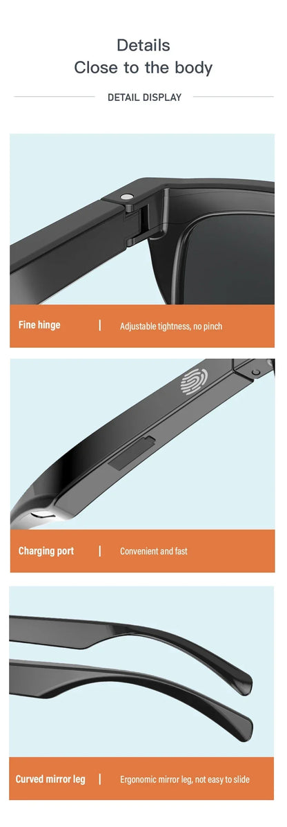 Smart Bluetooth V5.3 Sunglasses Glasses Call Outdoor Sports Headphones HIFI Black Technology Anti-touch UV For Men And Women