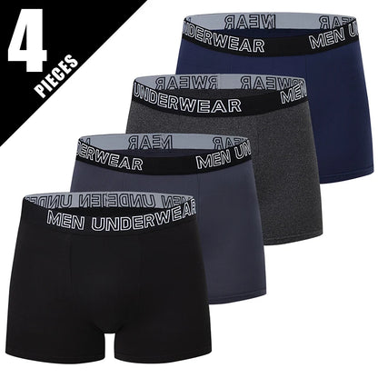 4/10 Pack Teenagers To Adults Parent-child Boyshort Simple Fashion Multi-size Shorts Men's Comfortable Underwear Elastic Waist P