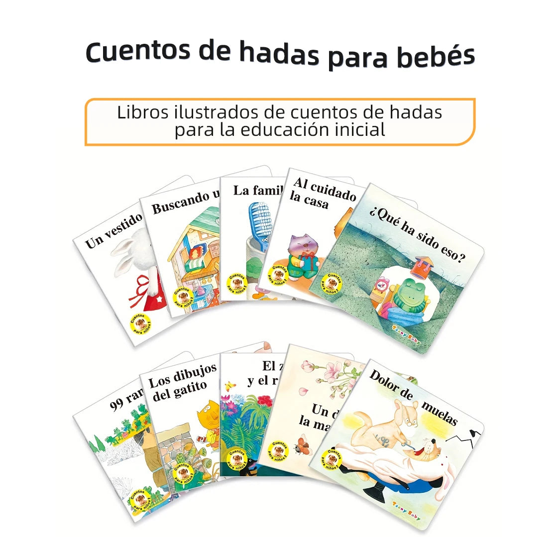 Spanish series A Set Of 10 Baby Bedtime Fairy Tale Early Education Books Children's Enlightenment Color Picture Reading Toy Gift
