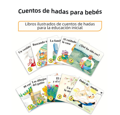 Spanish series A Set Of 10 Baby Bedtime Fairy Tale Early Education Books Children's Enlightenment Color Picture Reading Toy Gift
