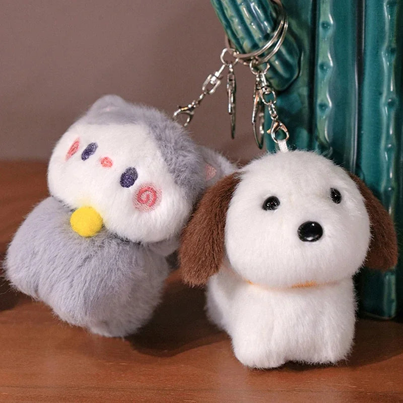 Capybara Plush Toy Pendant Capibara Plushie Keychain Kawaii Bag Key Ring Cute Dog Cat Dolls Car Decoration Christmas Gift