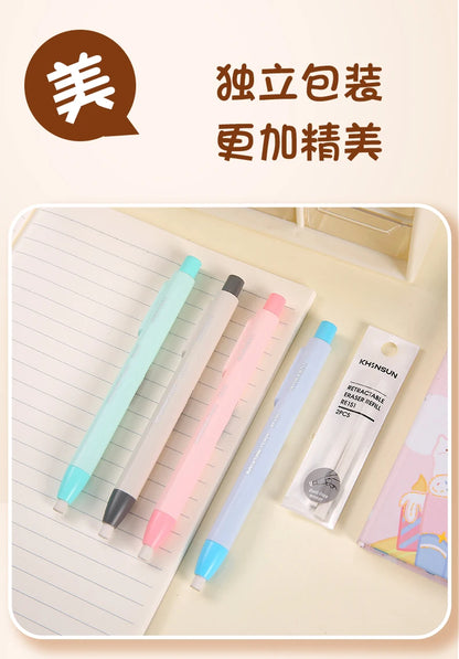 Press Retractable Pencil Eraser Correction Supplies Pen Style Pencil Rubber Writing School Supplies Stationery