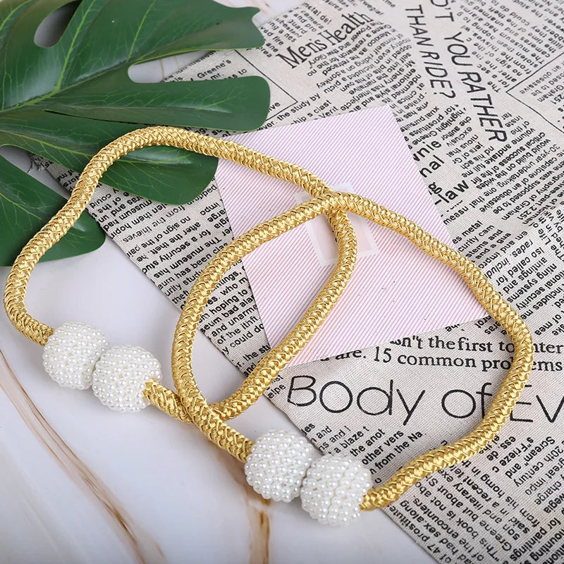 1pcs-2PCS New curtain buckle, curtain strap, pearl buckle design, no drilling installation, curtain tie rope