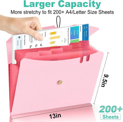 Expanding File Folder,5 Pocket Folders for Documents,Portable Paper Organizer for School Office Supplies,A4 Size