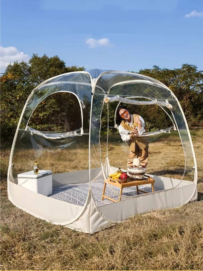 Outdoor Transparent Panoramic Tent Creative Windproof Courtyard Dinner Dome Camping Tents Family Travel Parties Equipment