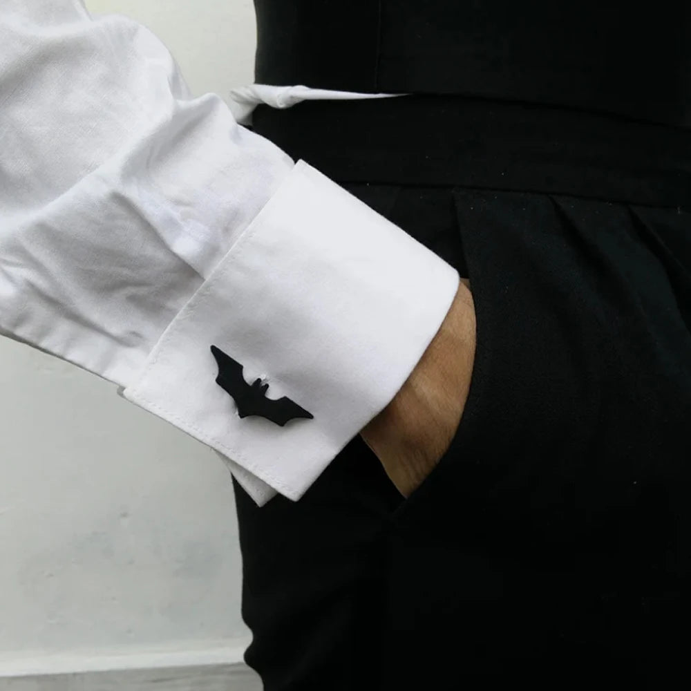 Bat, gunmetal black cufflinks, silver accessories, novelty accessories, gifts for men