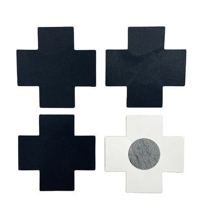 US STOCK 20pcs Black Women Cross Shape Self-Adhesive Disposable Satin Nipple Cover Breast Pasties Stickers for strapless Clothes