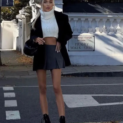 Mooyufon Fashion Women's High Waist Shorts Skirts Pleated Skirt Shorts Women Striped Bermuda Shorts Woman Casual Mini Shorts