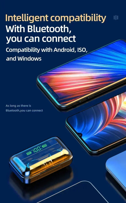 New Bluetooth Headphones 9D Stereo High Bass Sport Earphones Handfree Touch Control Tws Wireless Earbuds Waterproof Headset