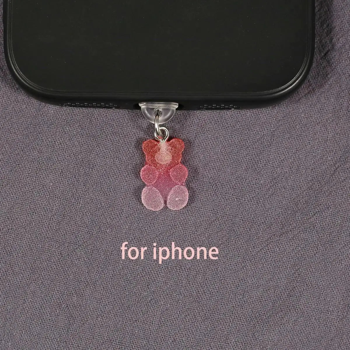 Mobile Phone Dust Plug Cute Cartoon Matte Bear Phone Pendant Decorative Accessories Red Blue Gradient Mobilephone Dust Plug