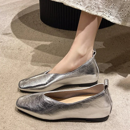 2025 New Shoes for Women Retro Ladies Flats Slip on Shoes Loafers Square Toe Shallow Mouth Women Casual Footwear Lightweight