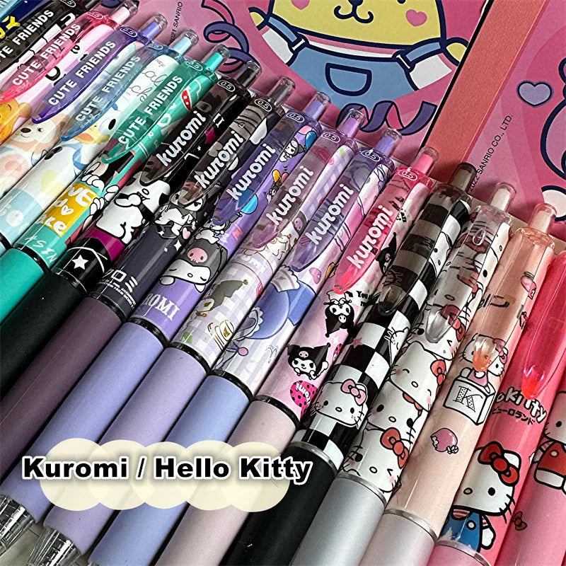 6Pcs/Set Kawaii  Kuromi  0.5mm Gel Pens Set Cute Black Pen Cartoon School Student Stationery Supplies Gift