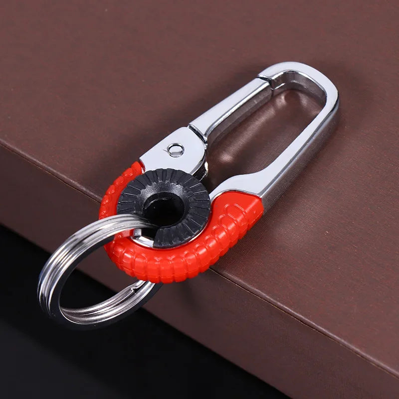 Men's Stainless Steel Keychain Hook Outdoor Carabiner Double Ring Climbing Tool Fishing Key Ring Car Accessories Durable Stylish