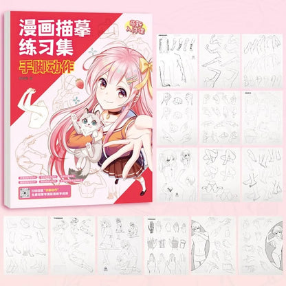 Comics Girl Boy Comics Hand Drawn Tutorial Book Studying Novice Zero Basic Line Draft Practice Book Drawing Copy Book Learning