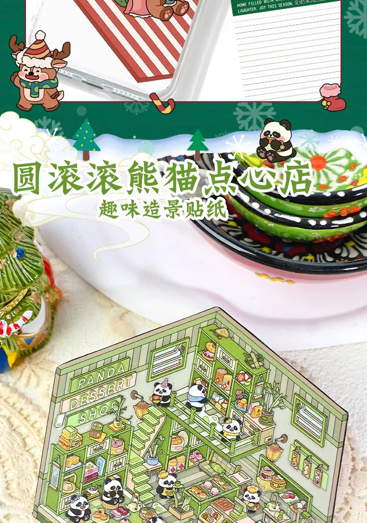 Christmas Theme DIY 3D Sticker Cartoon Pocket Cabin Scene Stacking and Pasting Festival Birthday Gift for Kid Child Student