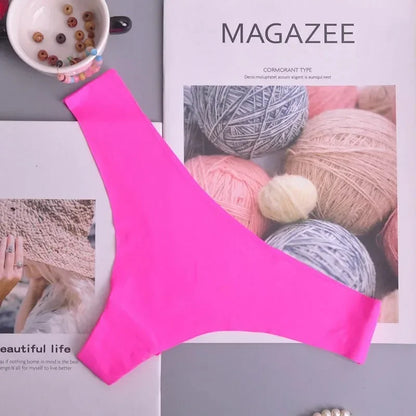 3PCS  Panties Women Ice Silk Underwear Low Waist V-Waist Briefs Cotton Crotch Breathable Quick-Drying Sports Underwear