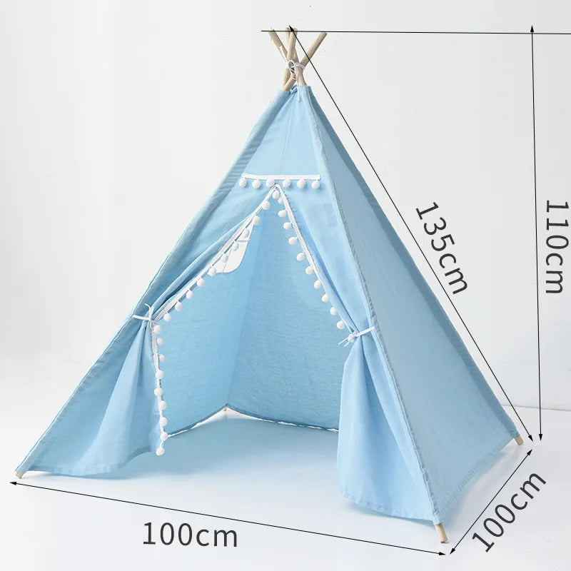 Kids Tent Teepee Tent For Children Portable Tipi Infantil House For Girl Cabana Boy Tents Decoration Carpet LED Lights