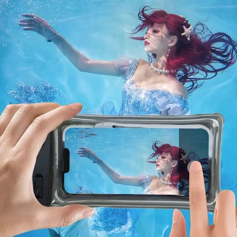 جراب هاتف شفاف مقاوم للماء بشاشة تعمل باللمس أقل من 7.0 بوصة غطاء هاتف محمول مع حبل للهاتف حقيبة مختومة للسباحة والغوص