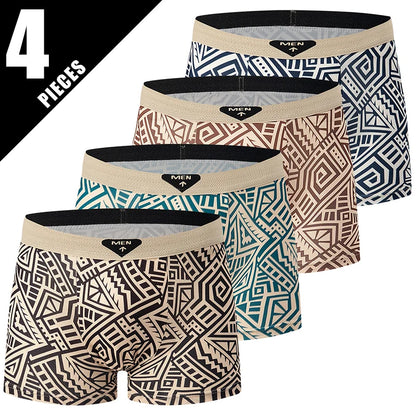 4/10 Pack Teenagers To Adults Parent-child Boyshort Simple Fashion Multi-size Shorts Men's Comfortable Underwear Elastic Waist P
