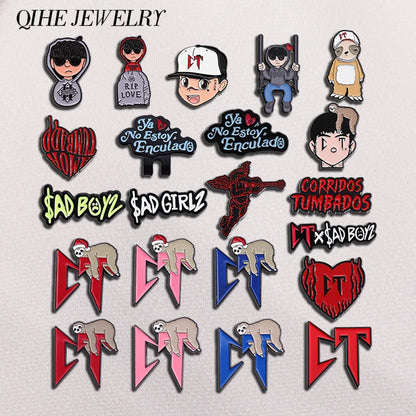 Retro Mexican Metal Hat Clip Pins Enamel Pins Cartoon Sloth Boy Baseball Cap Golf Cap Hat Badge Accessories Fashion Jewelry Gift