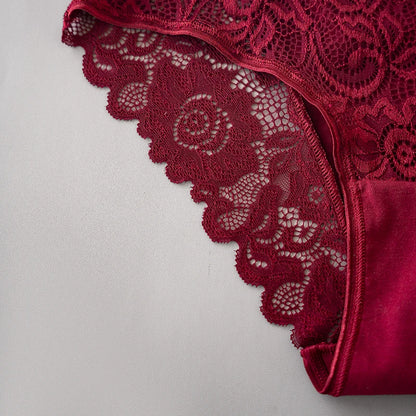 3PCS/Set Luxury Floral Embroidery Lace Panties Women Briefs Sexy Hollow Lingerie Female Underwear Ladies Breathable Underpants