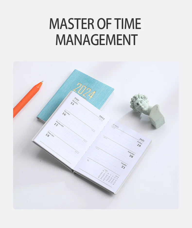 365-Day 2025 Portable A7 Pocket Planner Pu Cover Daily Weekly Schedule Notebook Calendar Journal School Office Supplies Agenda