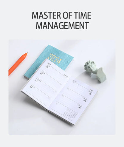 365-Day 2025 Portable A7 Pocket Planner Pu Cover Daily Weekly Schedule Notebook Calendar Journal School Office Supplies Agenda