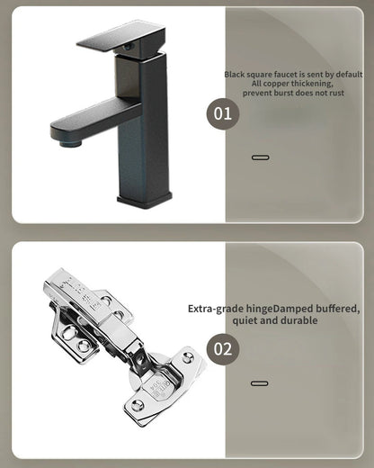 Bathroom Cabinet Smart Mirror Cabinet Slate Ceramic Integrated Washbasin Bathroom Vanity Cabinet with Sink Bathroom Furniture