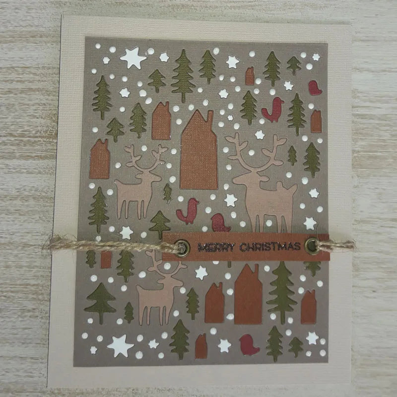 Christmas Tree Reindeer Star Doodle Background Metal Cutting Dies for DIY Scrapbook Christmas Paper Card Decoration Paper Craft