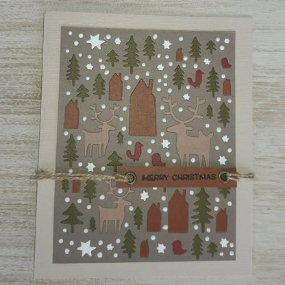 Christmas Tree Reindeer Star Doodle Background Metal Cutting Dies for DIY Scrapbook Christmas Paper Card Decoration Paper Craft