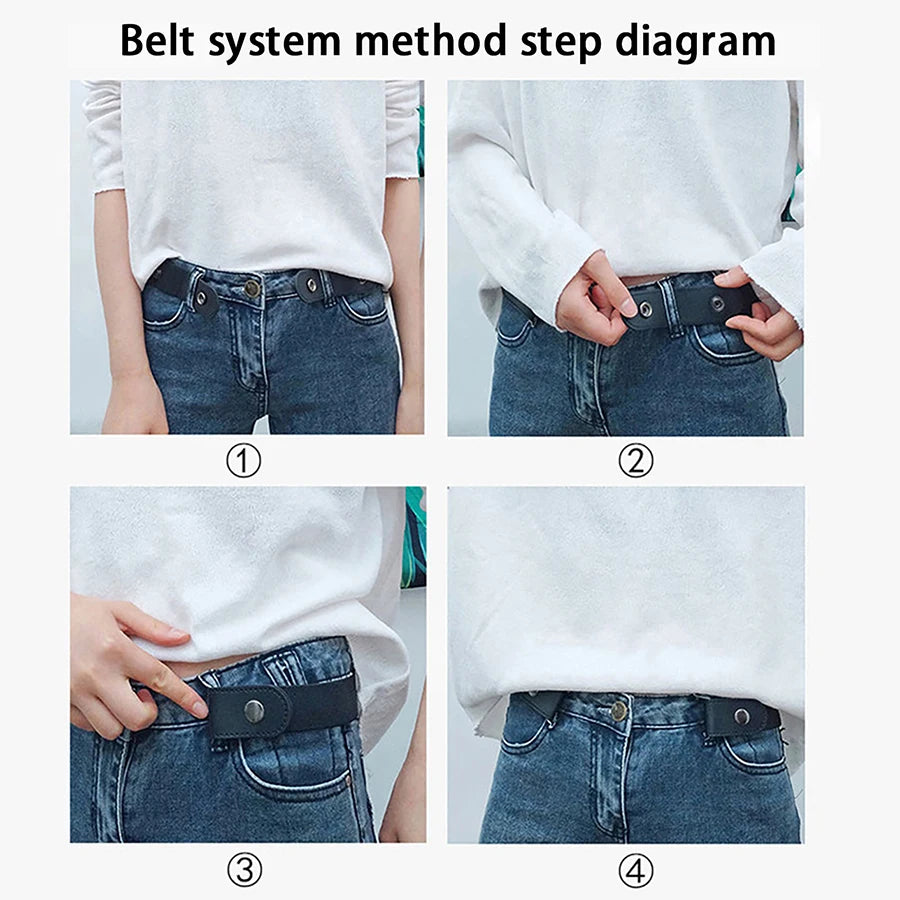 Simple Fashionable Women's No Buckle Stretch Elastic Waist Belt Men Woven Invisible Lazy Belt Length Adjustable，For Jeans、Dress