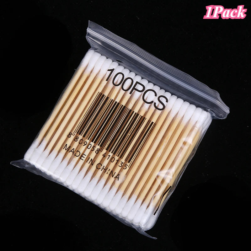1-20Packs 100Pcs/Pack Wooden Sticks Baby Cotton Swabs Cleaning of Ears Tampons Health Beauty Cotton Swab Cleaning Cotton Buds