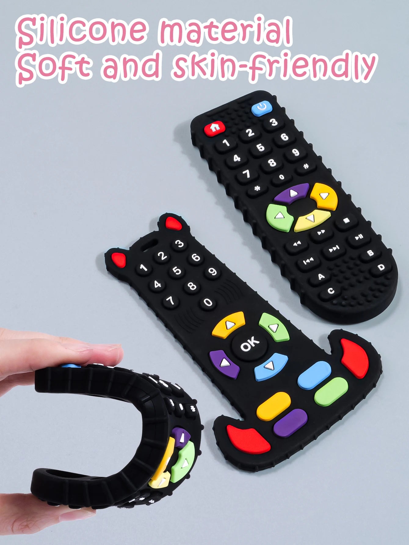 Baby Silicone Teether Toys BPA Free Remote Control Shape Teether Rodent Gum Pain Relief Teething Toy Kids Sensory Educational