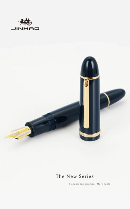 JinHao X159 Acrylic Black Fountain Pen Metal Clip Extended Fine Nib F 0.5mm for business office and school stationery gifts