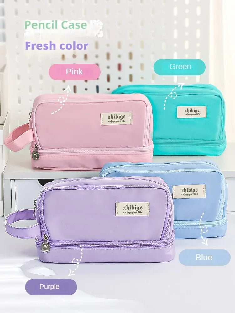 Pencil Bag for School Students with Large Capacity Multi-functional Pen Case Macaron Color Matching Cute Pencil Case