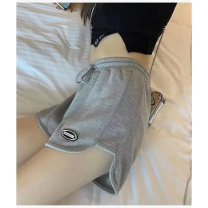 Women Casual Drawstring Sports Shorts Summer Thin High Waist Yoga A-line Shorts Loose Women Running Straight Trousers