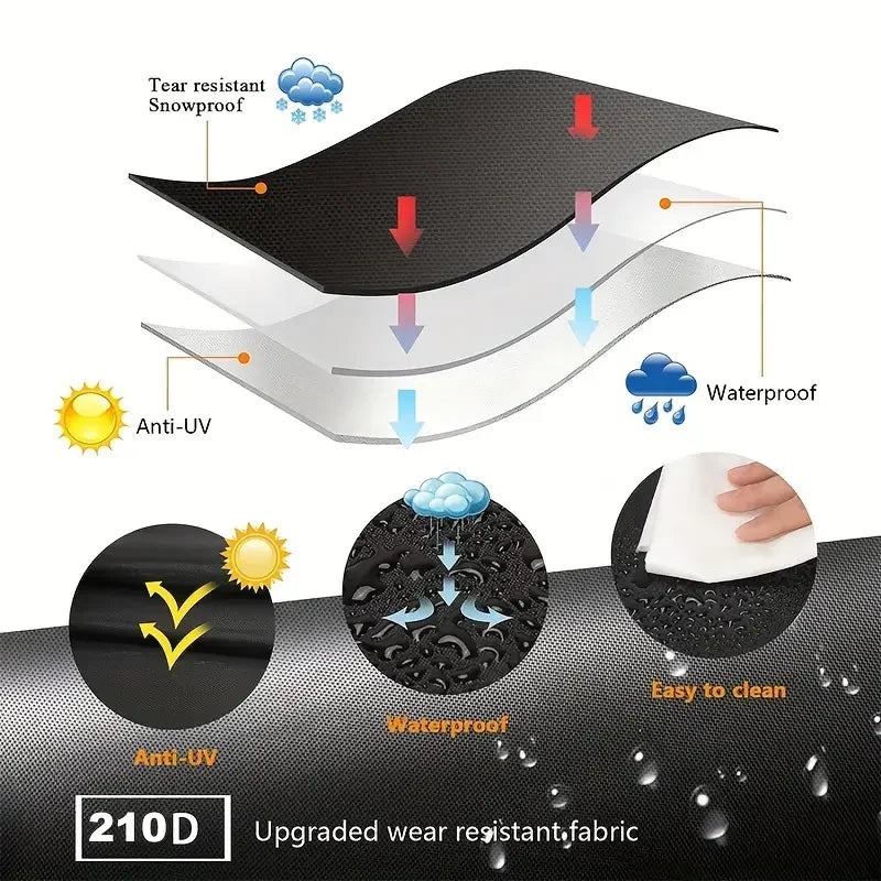 BBQ Gas Grill Cover UV Protective Durable Convenient Fits Weber Char-Broil Grill Furniture Cover Black