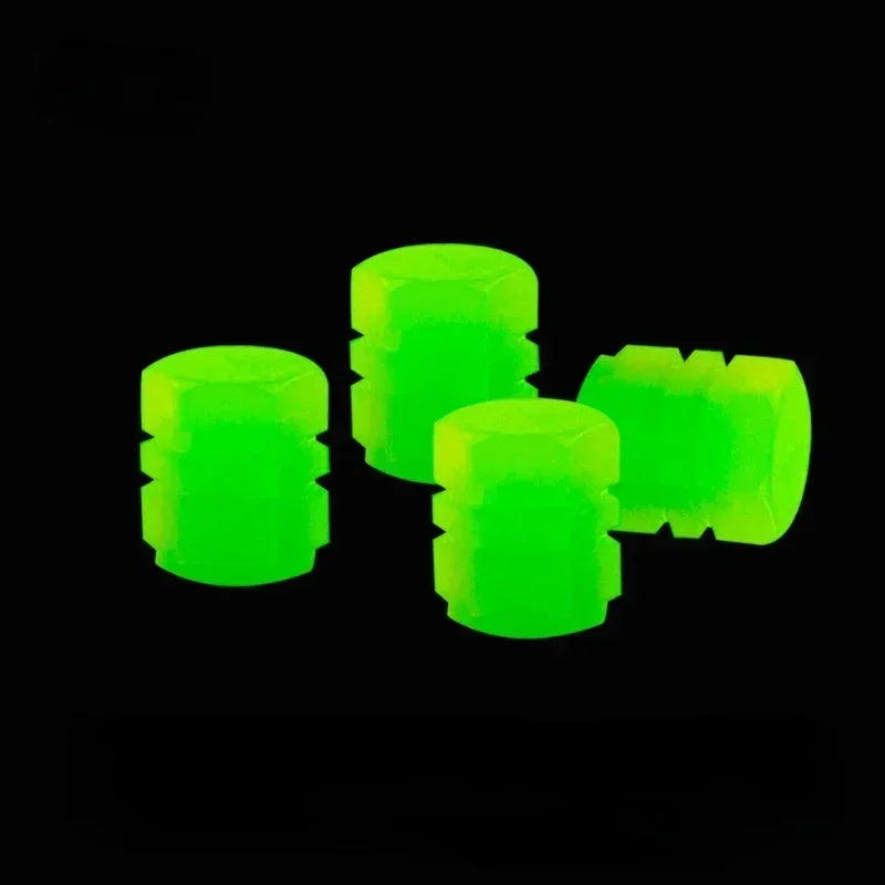 8PCS Luminous Tire Valve Caps Motorcycle Bike Wheel Nozzle Dustproof Tyre Valve Stem Fluorescent Night Glowing Car Accessories