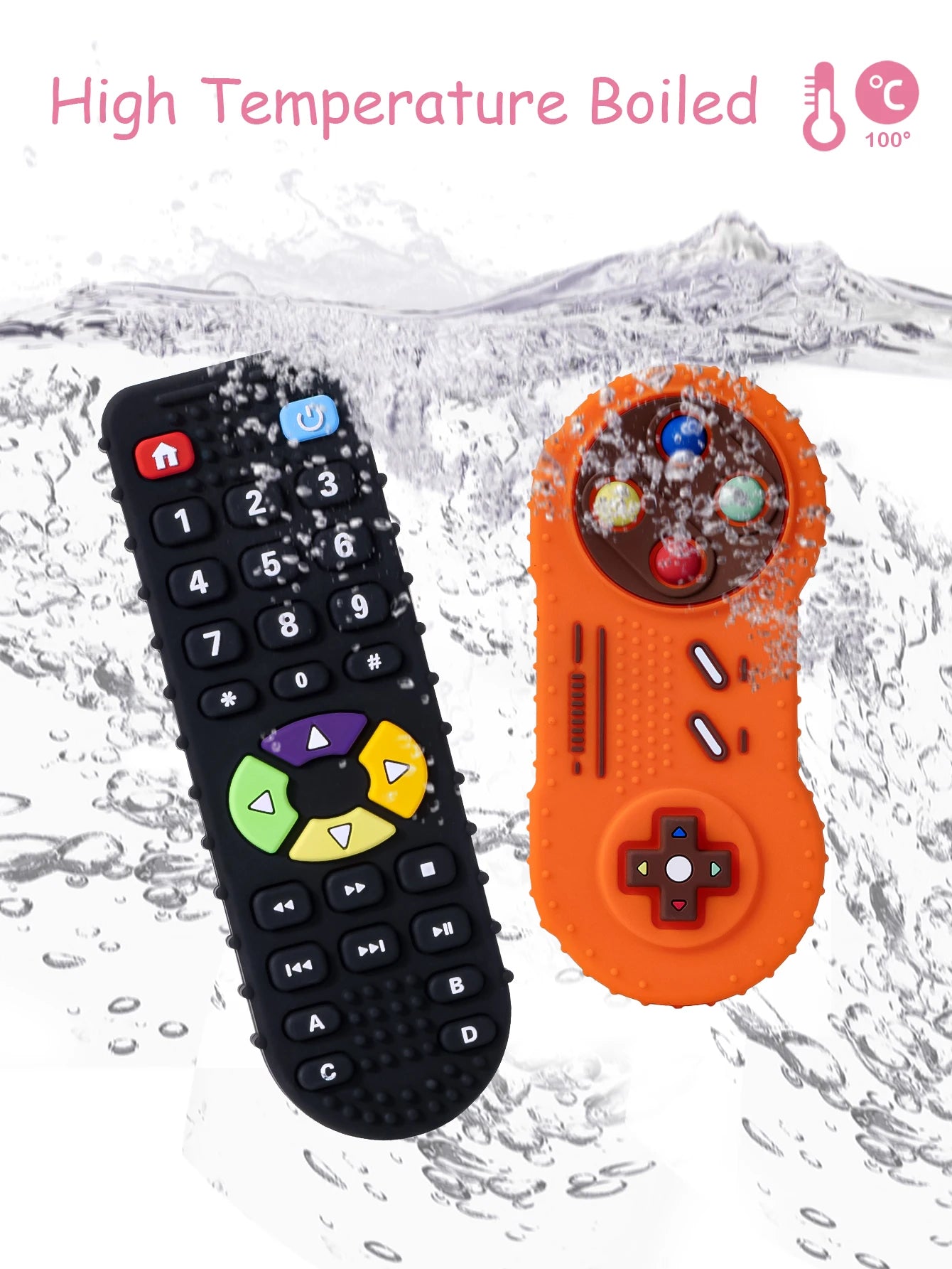 Baby Silicone Teether Toys BPA Free Remote Control Shape Teether Rodent Gum Pain Relief Teething Toy Kids Sensory Educational