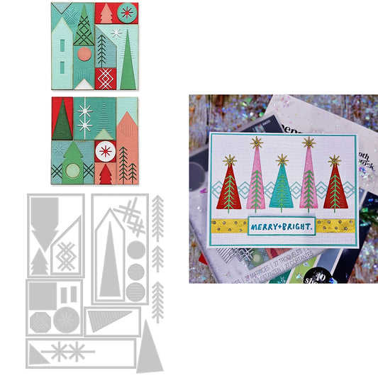 Christmas Tree Cabin Combination Metal Cutting Dies for DIY Scrapbooking Paper Card Craft Decoration Background Album Making