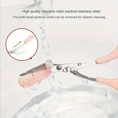 3-Piece Eyebrow Trimmer Set, Precision Trimming Scissors, Curved Eyebrow Trimmer And Comb - For On-The-Go Eyebrow Grooming