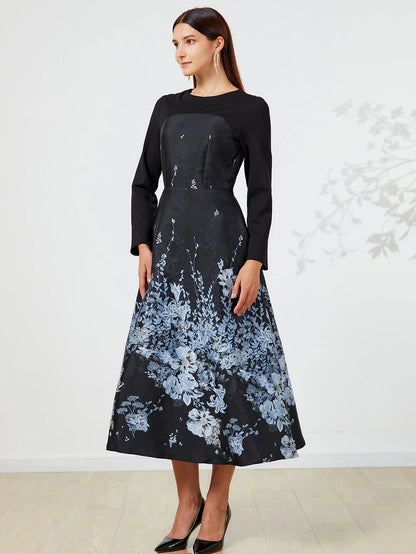 Women Luxury Long Maxi Jacquard Dress Ladies Floral Elegant Dresses New Year Ball Gown Casual Evening Party Maxi Clothing