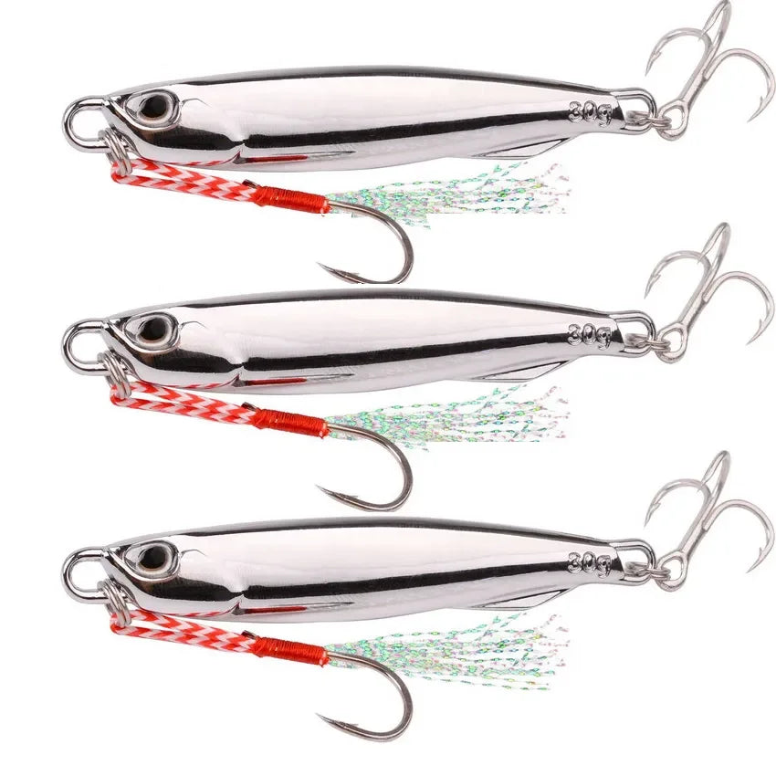 5pcs 10g 15g 20g 25g 30g Plating Silvery Metal Jig Lure Sea Fishing Bait Fishing Lure Saltwater Bass Tackle