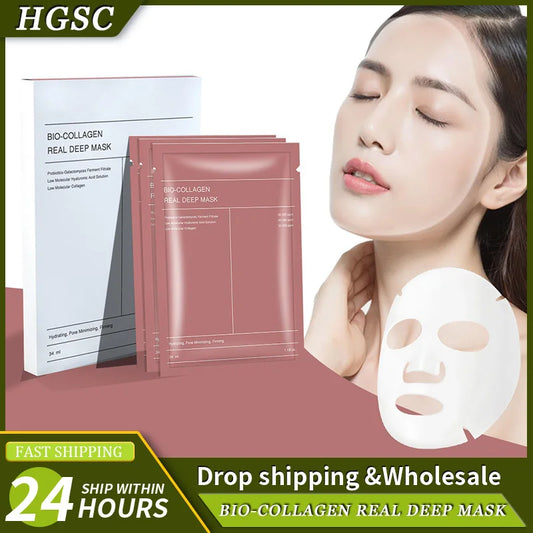 1/4/10PCs Bio Collagen Face Mask Shrink Pores Deep Hydrating Overnight Mask Moisturizing Refreshing Brightening Face Skin Care