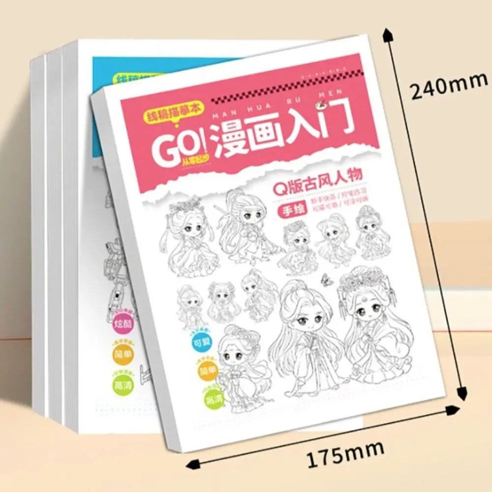 2PCS Comics Girl Boy Comics Hand Drawn Tutorial Book Novice Zero Basic Learning Line Draft Practice Book Studying