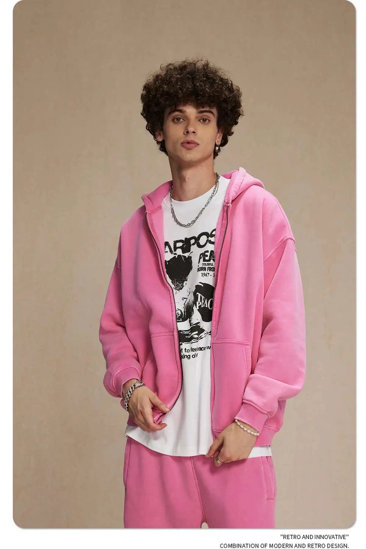 IEFB Men's Wear Wax Printing Vintage Male Hoodies Oversized Loose Zipper Water Washed Plush Sweatshirt Trendy New 9C9349