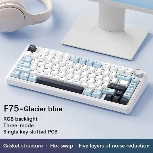 AULA F75 75% Mechanical Gaming Keyboard – Wireless/Bluetooth/Wired RGB Gasket-Mounted Custom Keyboard