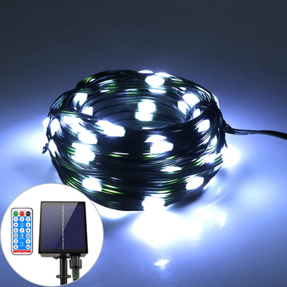 Leather LED Solar String Fairy Lights 100M Christmas Lights Waterproof Outdoor Garland High-Power Solar Lamp For Garden Decor