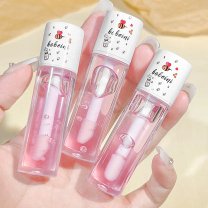 Water-gloss lip oil, honey-colored lip oil, moisturizing and hydrating lip gloss, reducing lip lines, water-gloss lip makeup