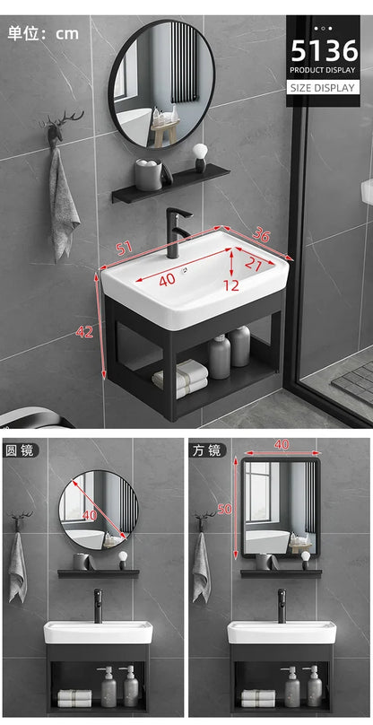 Bathroom Vanity with Sink Toilet Simple Small Apartment Household Wall-mounted Storage Balcony Washbasin Cabinet with Mirror